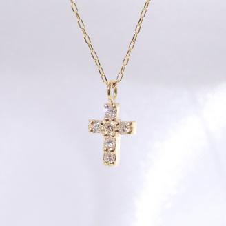 K10　クロスダイヤモンドペンダント　　BQ89