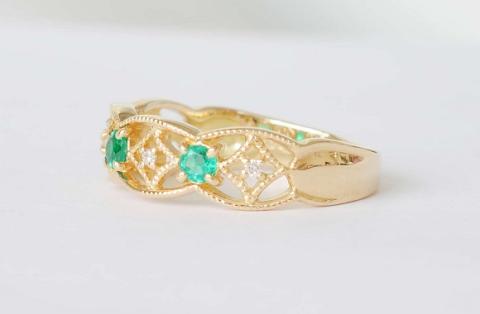 K18　エメラルド/ダイヤモンドリング AR15211