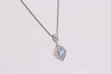 【SJ-85】Pt999　ブルー非加熱サファイアダイヤモンドネックレス（AQ170）