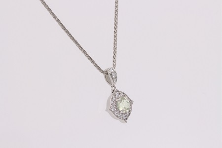 【SJ-85】Pt999　ライトイエロー非加熱サファイアダイヤモンドネックレス（AQ172）
