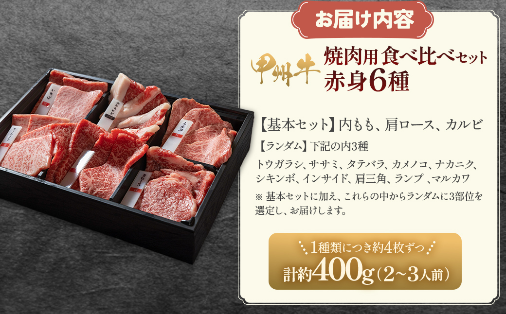 甲州牛の深みを感じる赤身6種の食べ比べセット（AD259)