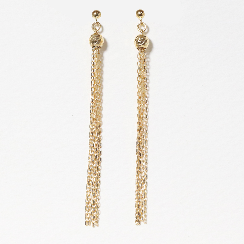 K18　ミラーボールタッセルピアス（小）