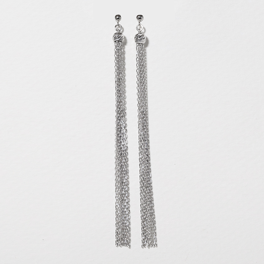 プラチナ　ミラーボールタッセルピアス