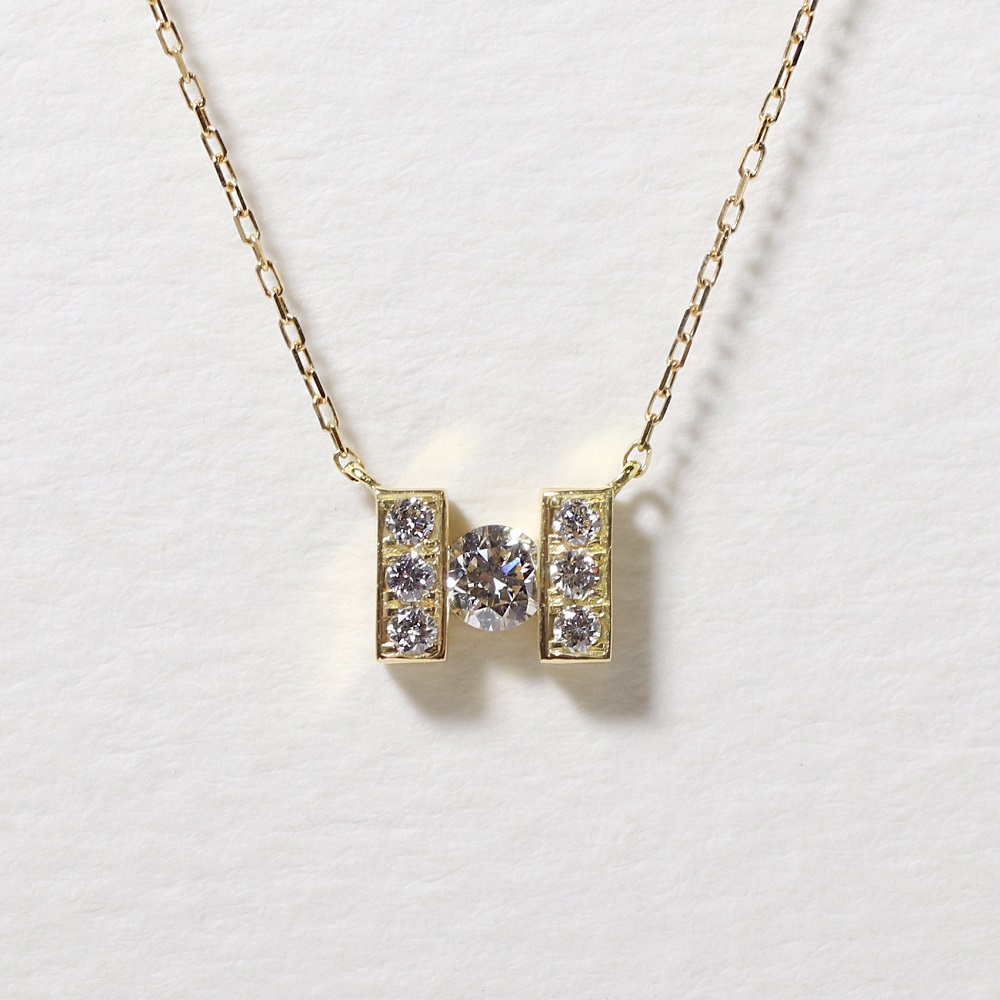 K18 0.15ct H字ネックレス　BQ-192