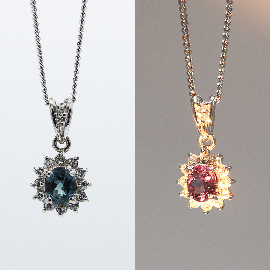 カラーチェンジガーネット ペンダント 0.5ct K10WG  （13403）