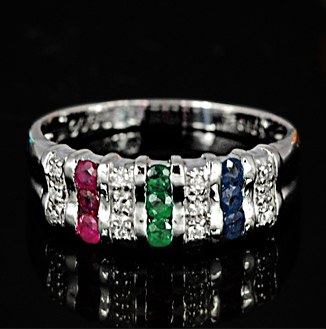 ルビー エメラルド サファイアマルチカラー リング Ag900[Pt100] (12514) 指輪 リング ルビー エメラルド サファイア プラチナ100 Pt100 ダイヤモンド ジュエリー アクセサリー 山梨県 甲斐市 BR-80