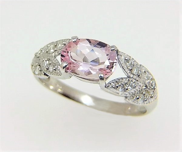 ピンク モルガナイト リング 0.6ct K10WG/K10YG (13387) 指輪 リング ピンクモルガナイト ホワイトゴールド イエローゴールド モルガナイト ダイヤモンド ジュエリー アクセサリー 山梨県 甲斐市 BR-85
