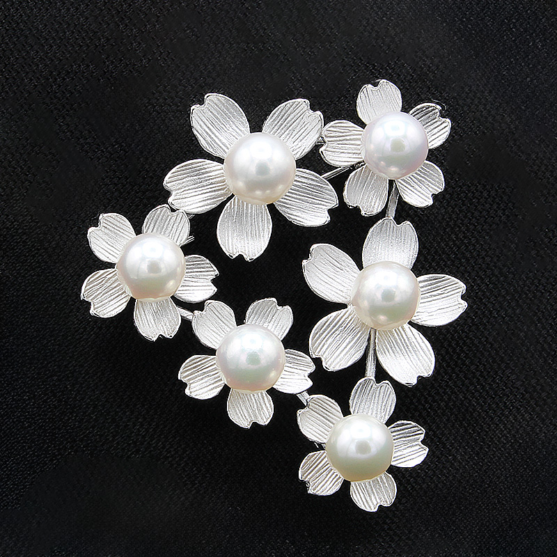 アコヤ真珠 パール ブローチ 7mm 6個付 SV925 (25400) ブローチ 真珠 シルバー アコヤ真珠 パール ジュエリー アクセサリー ジュエリー アクセサリー ジュエリー アクセサリー 山梨県 甲斐市 BR-98