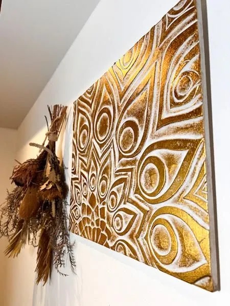 彫刻ピーコック柄ゴールドレリーフ　BV-59