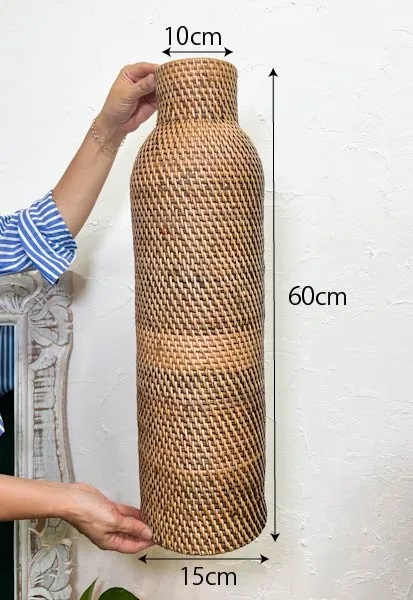 ロンボク島のラタンビンカットバスケット（６０ｃｍ）BV-63