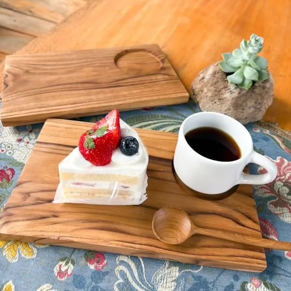 チーク材　ワンプレートトレイ（長方形タイプMサイズ）25cm　BV-70