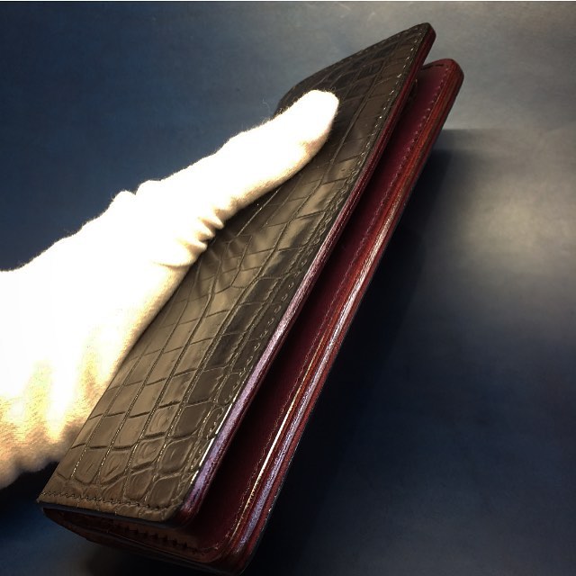 クロコダイルロングウォレット　LI004-CRLW-BK クロコダイル クロコダイル財布 本革 ワニ革 職人 プレゼント 贈り物 ギフト