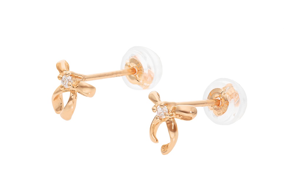 K18PG　リボンモチーフダイヤピアス　mk-436　CR-12