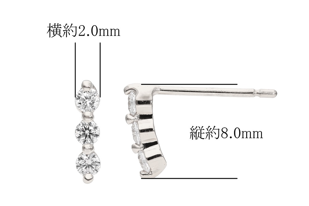 プラチナ　スリーダイヤピアス　mk-439　CR-2