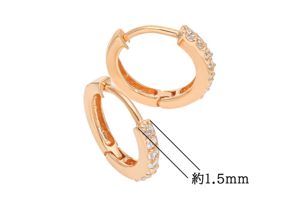 K18PGダイヤフープピアス　0.03ct　mk-432　CR-24