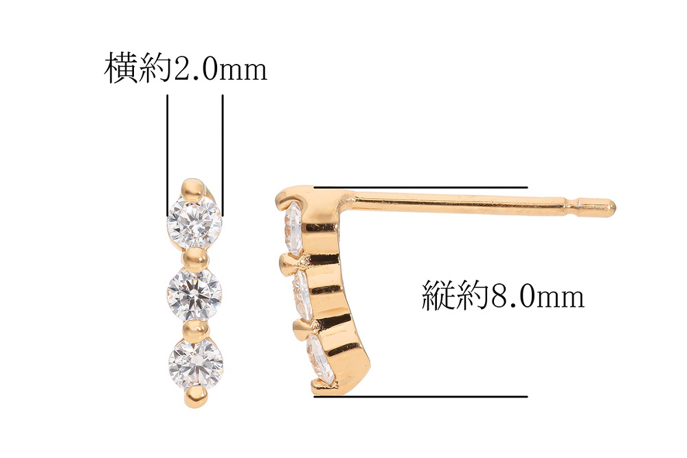 K18PG　スリーダイヤピアス　mk-439　CR-3