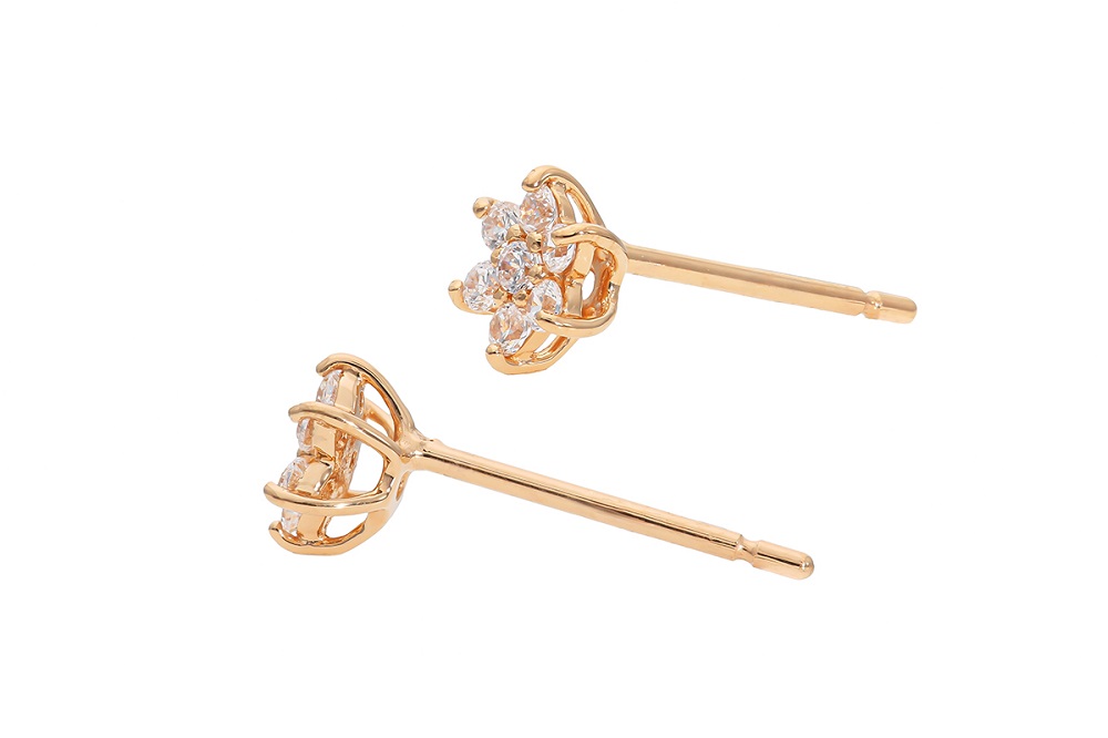 K18PG　ヘキサゴンダイヤピアス　mk-437　CR-9