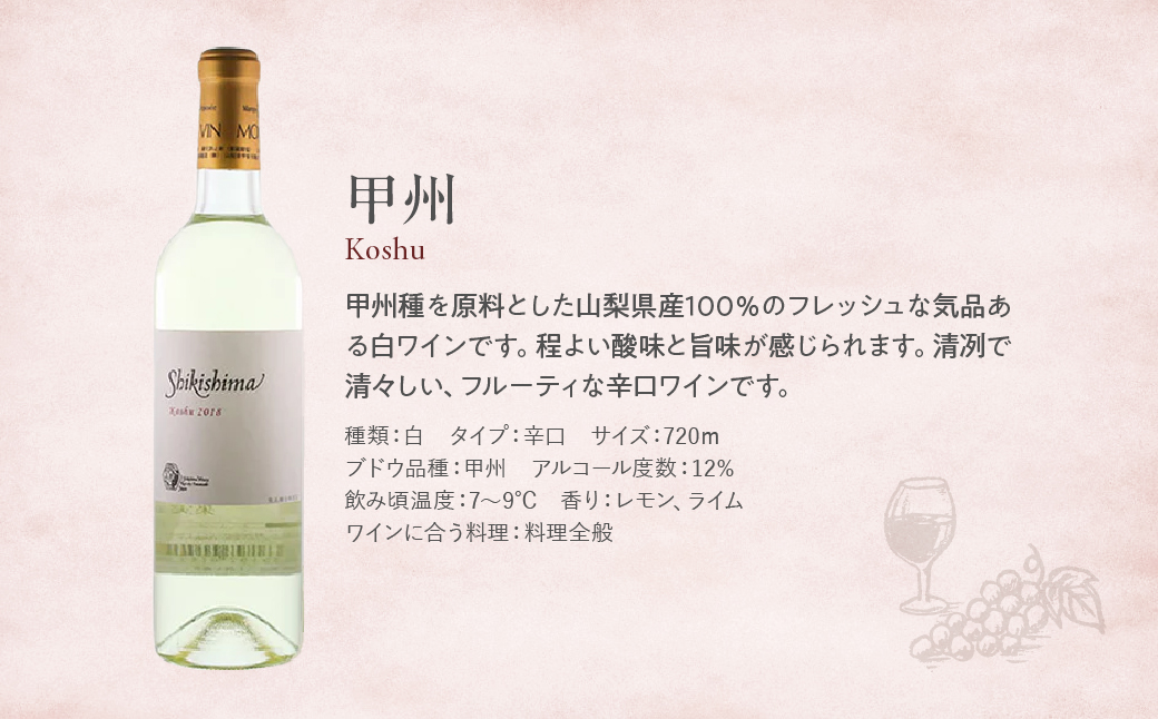 甲州種を原料とした山梨県産100％ 甲州 白ワイン 720ml ワイン わいん 日本ワイン 国産ワイン 辛口 山梨 甲斐市 F-40