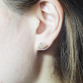 K18　扇形ダイヤモンドピアス　0.20ct　　BQ68