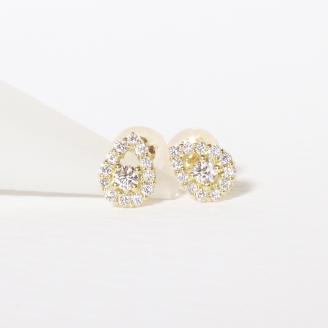 K18　 しずく取り巻きダイヤモンドピアス　0.20ct　　BQ85
