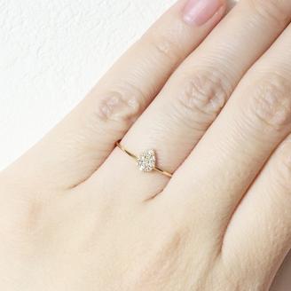 K18 しずくダイヤモンドリング　0.10ct　　BQ87