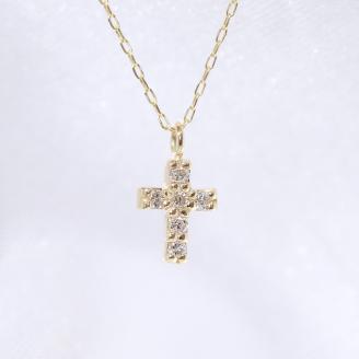 K18　クロスダイヤモンドペンダント　　BQ88