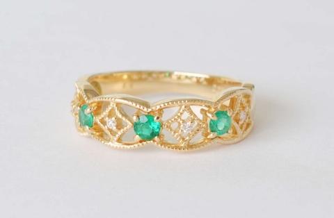 K18　エメラルド/ダイヤモンドリング AR15211