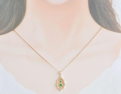 K18　エメラルド/ダイヤモンドネックレス AP08643