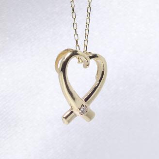 K10　オープンハート　ダイヤモンド　ペンダント