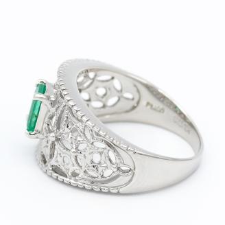 エメラルド リング 0.5ct Ag900(Pt100) （14440）