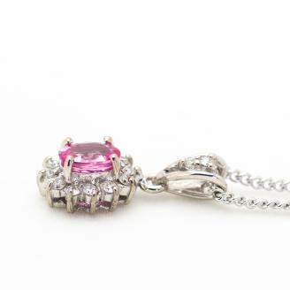 ピンクサファイヤ ペンダント 0.4ct K10WG  （13403）