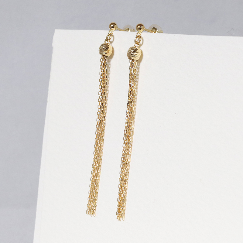 K18　ミラーボールタッセルピアス（小）