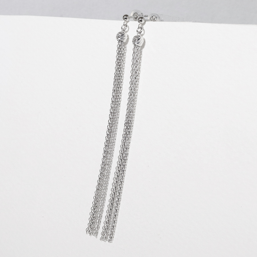 プラチナ　ミラーボールタッセルピアス