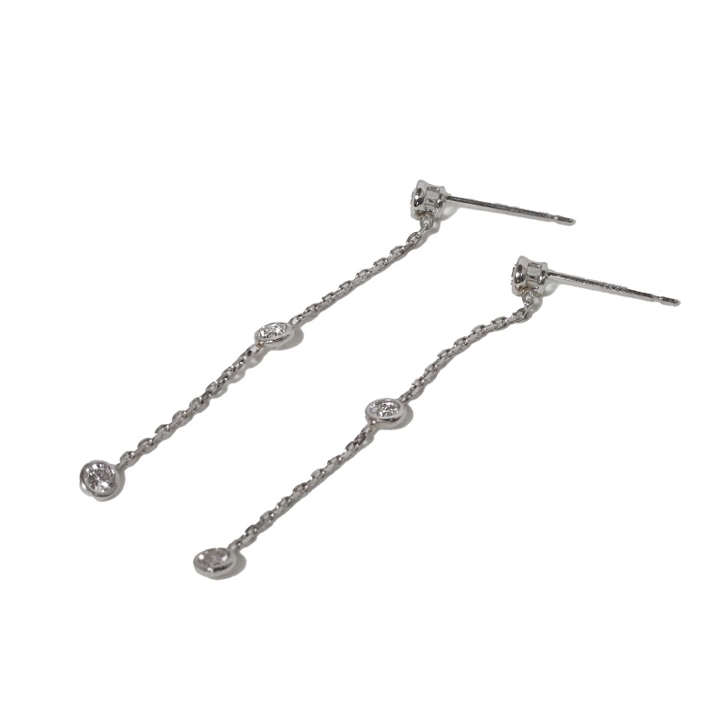 プラチナ 0.30ct 覆輪チェーンピアス　BQ-167