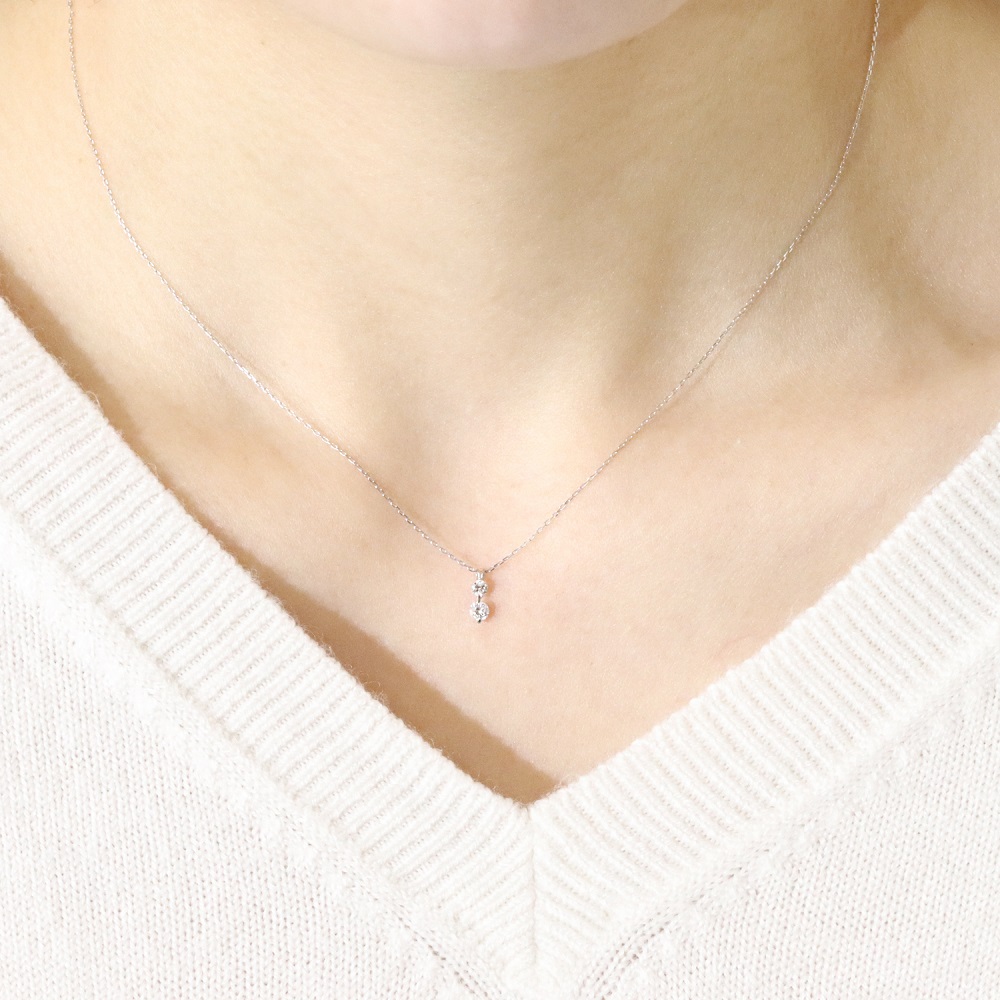 プラチナ 0.15ct 2石ダイヤモンドペンダント BQ-183
