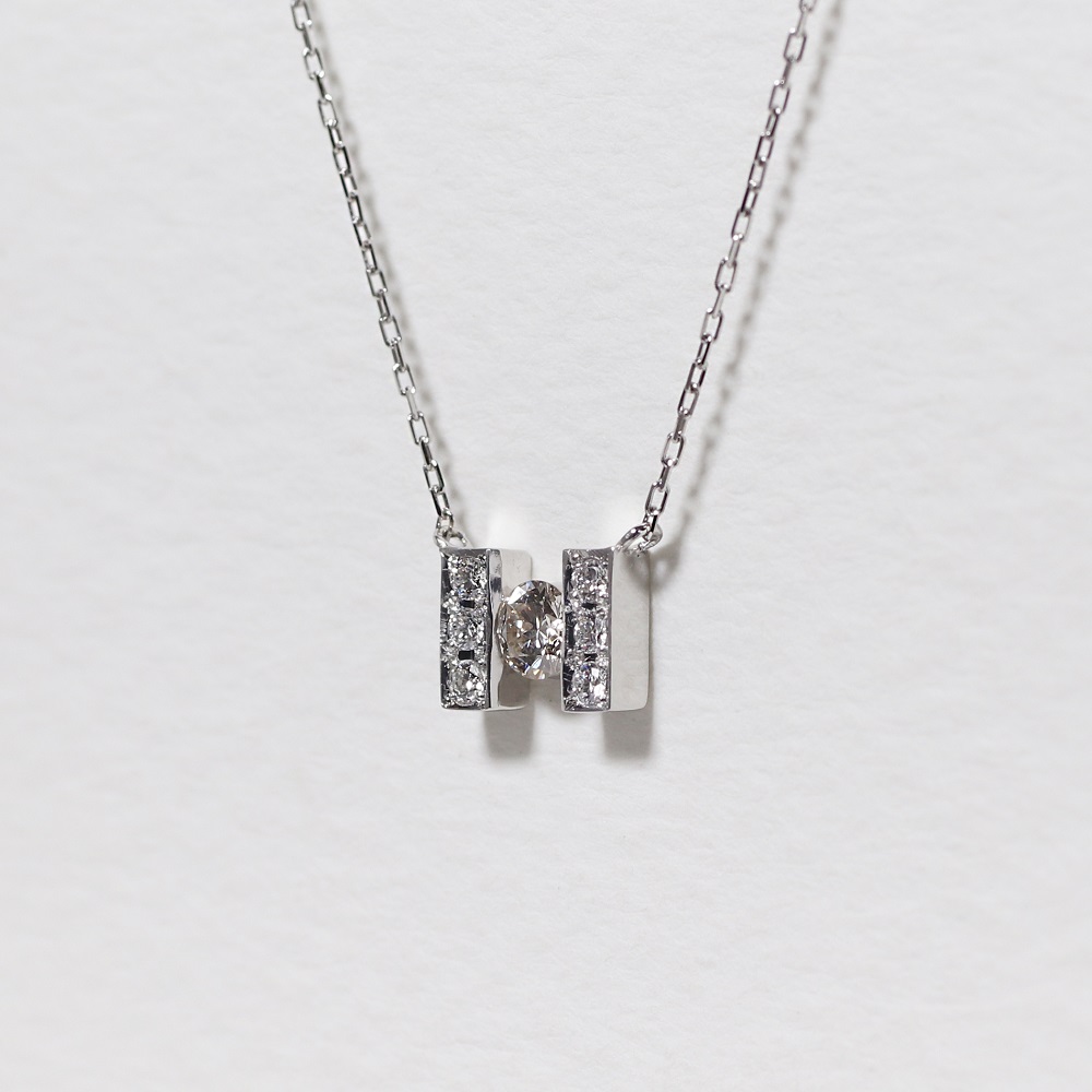 プラチナ 0.15ct H字ネックレス　BQ-191
