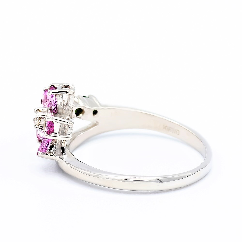ピンク サファイヤ 桜モチーフ リング 0.70ct Pt900 (13523) 指輪 リング サファイヤ ピンクサファイヤ プラチナ Pt900 グリーンガーネット ダイヤモンド ジュエリー アクセサリー 山梨県 甲斐市 BR-89