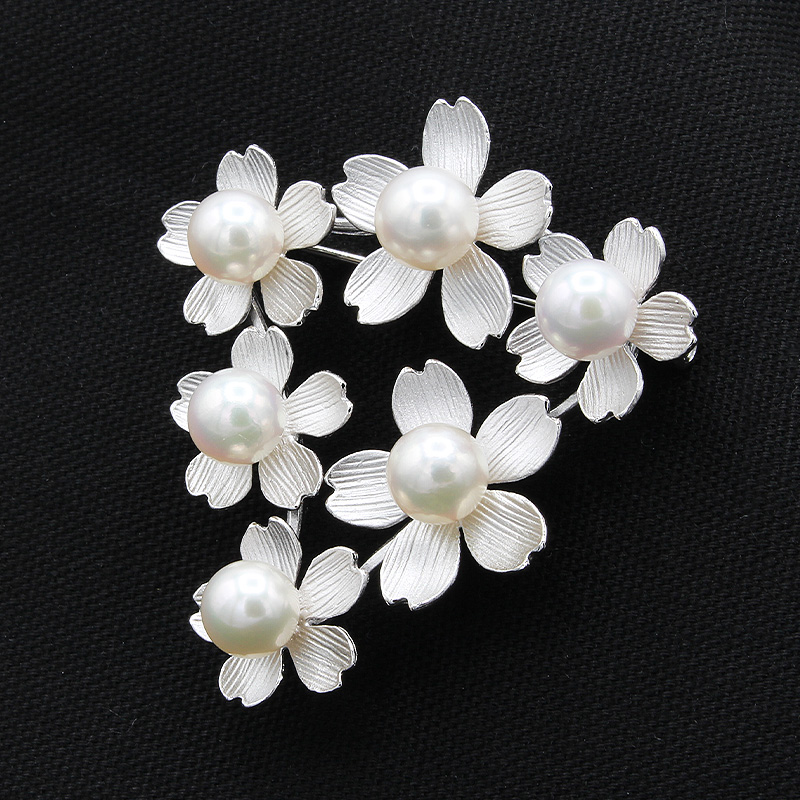 アコヤ真珠 パール ブローチ 7mm 6個付 SV925 (25400) ブローチ 真珠 シルバー アコヤ真珠 パール ジュエリー アクセサリー ジュエリー アクセサリー ジュエリー アクセサリー 山梨県 甲斐市 BR-98