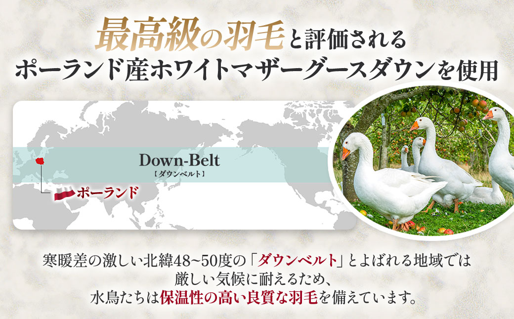 【合掛け布団】羽毛合掛け布団プレミアム（ダブル：190㎝×210㎝）ポーランド産ホワイトマザーグースダウン95％