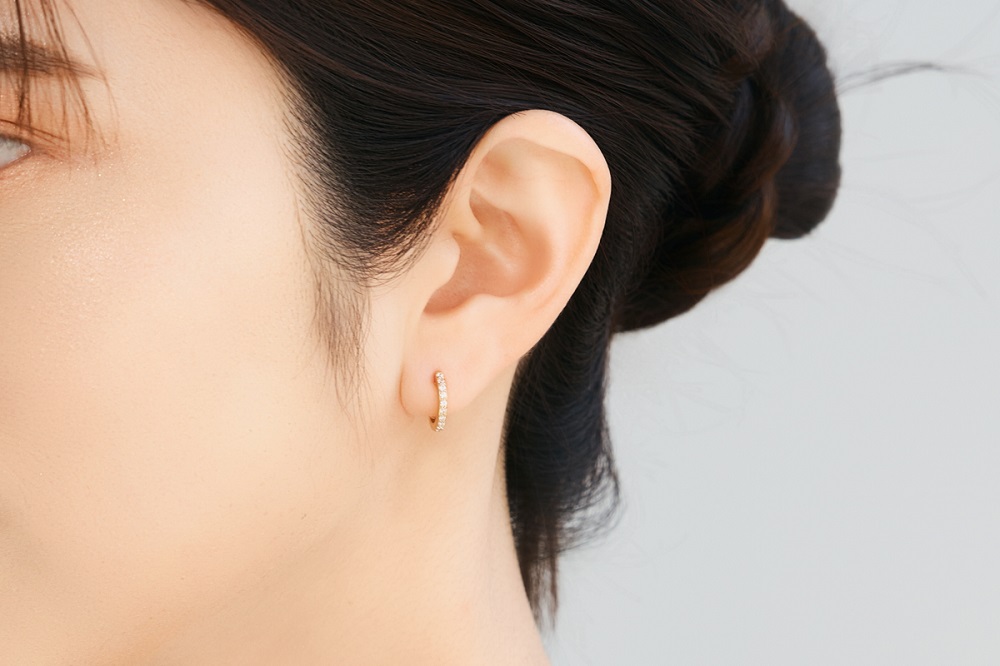 K18ダイヤフープピアス　mk-433　0.07ct　CR-19