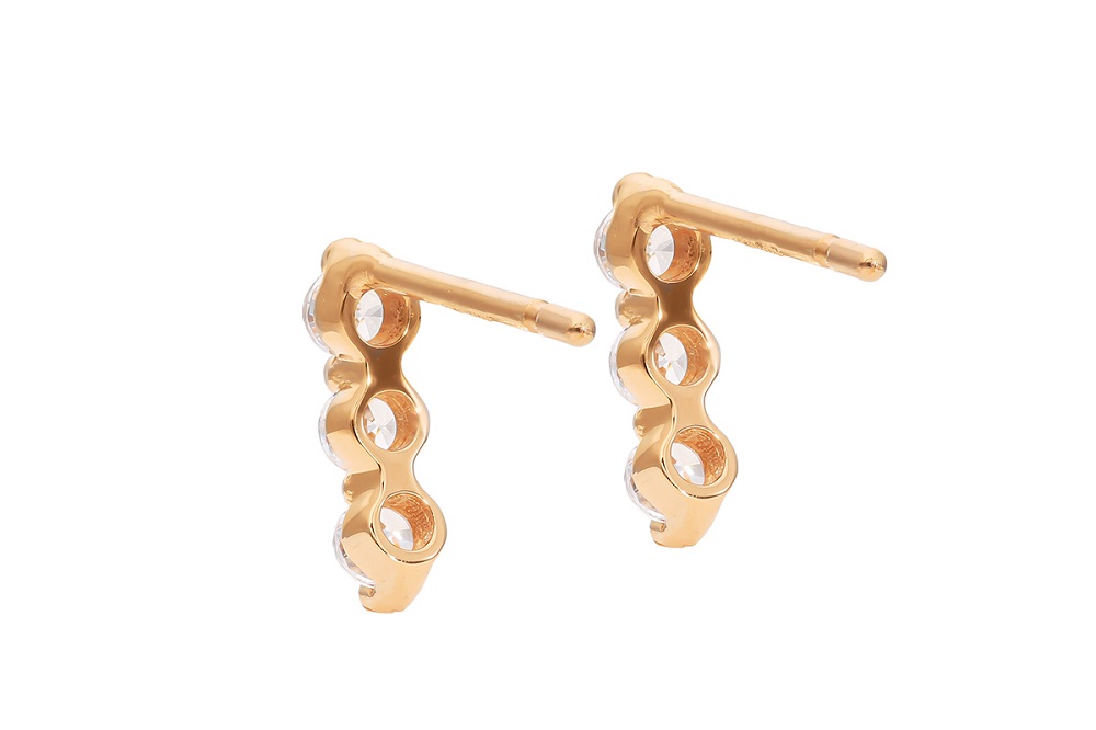 K18PG　スリーダイヤピアス　mk-439　CR-3