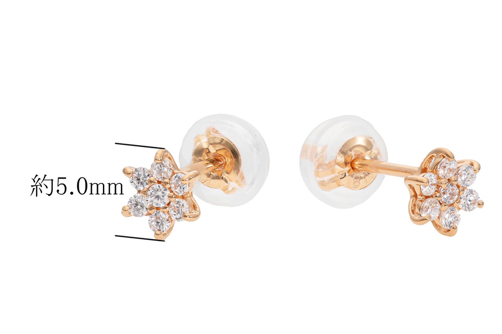 K18PG　ヘキサゴンダイヤピアス　mk-437　CR-9