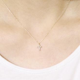 K18　クロスダイヤモンドペンダント　　BQ88