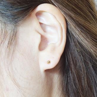 K18　3mm ミラーボール　ピアス