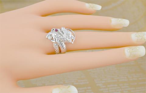 ルビー ダイヤモンド リング SV925 龍（ドラゴン）モチーフ（ 11821）