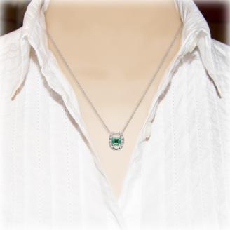 エメラルド ペンダント 0.5ct Ag900(Pt100) 馬蹄 （24118）