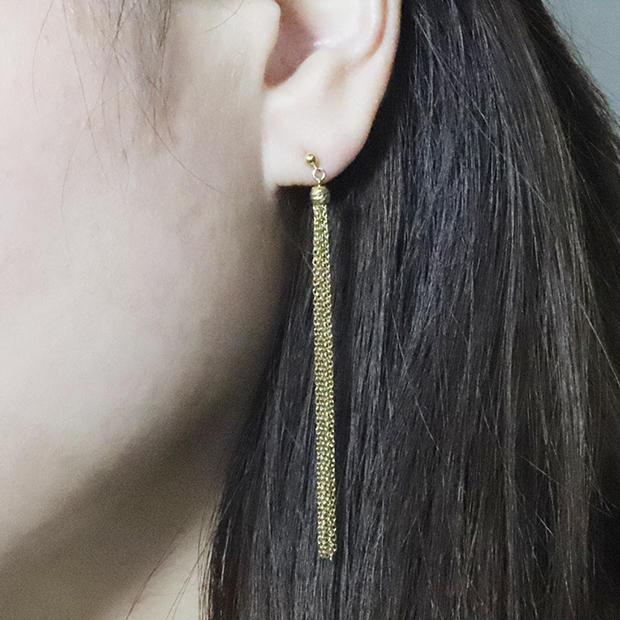 K18　ミラーボールタッセルピアス