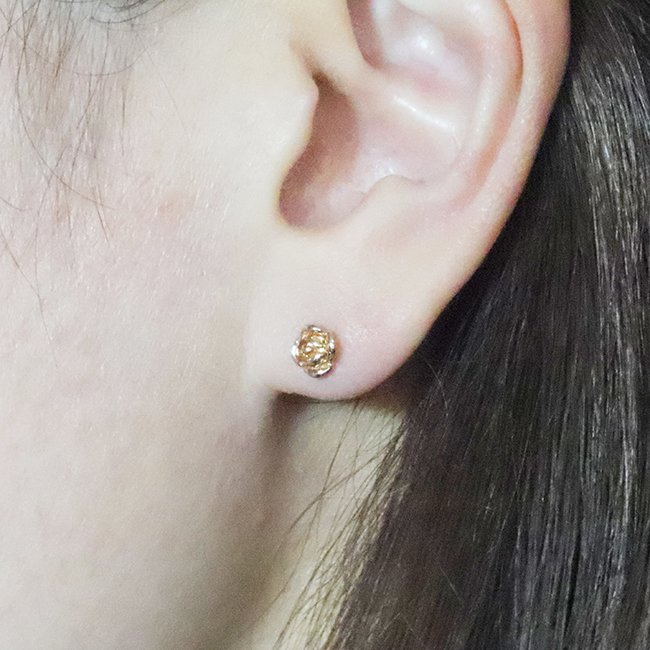 K18PG　ローズ（薔薇）ピアス