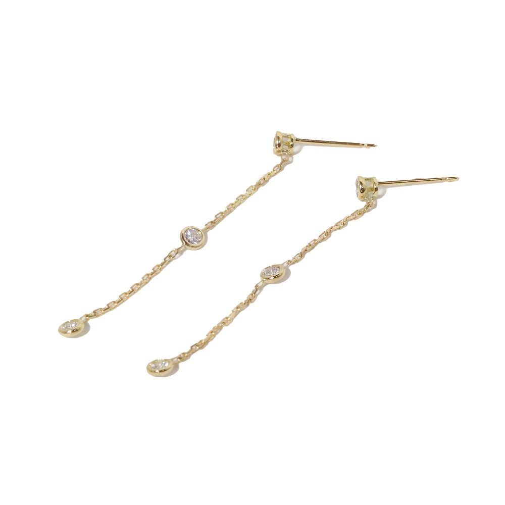 K18 0.30ct 覆輪チェーンピアス　BQ-168