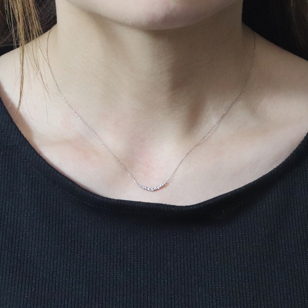 プラチナ 0.10ct ラインダイヤモンドネックレス　BQ-185